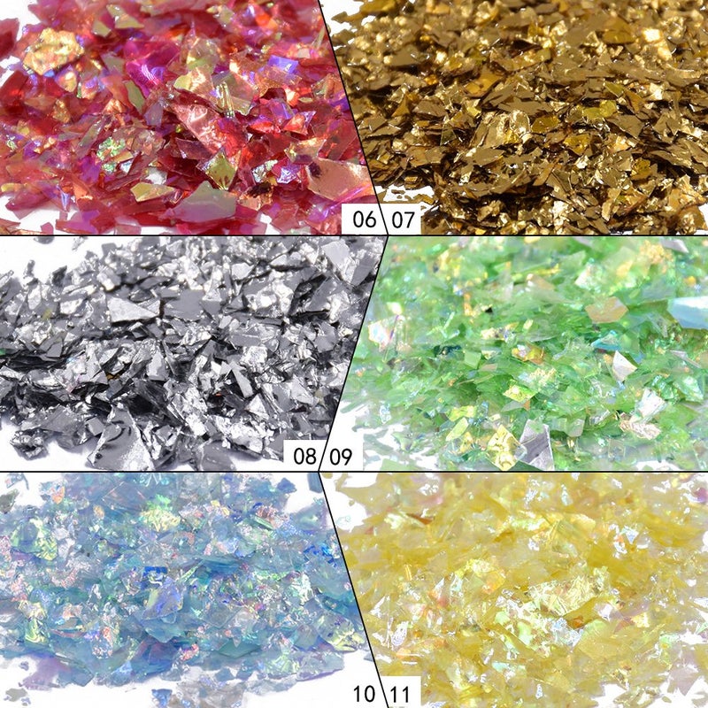 YesLady Nail Art Glitter Mylar Slices Irregular Sequins Glass Pieces Foil flakes Decoration 12 Colors - Image 5